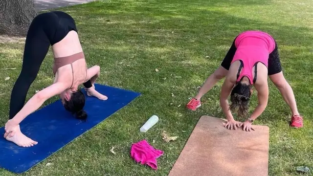 Outdoor stretching and mobility session