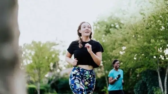 Women running in East London park